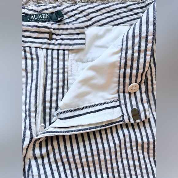 LAUREN Ralph Lauren Navy and White Striped Cropped Chino Pants - Picture 5 of 7
